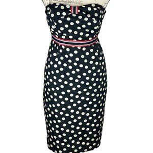 Strapless Navy and Cream Polka dot Short Dress